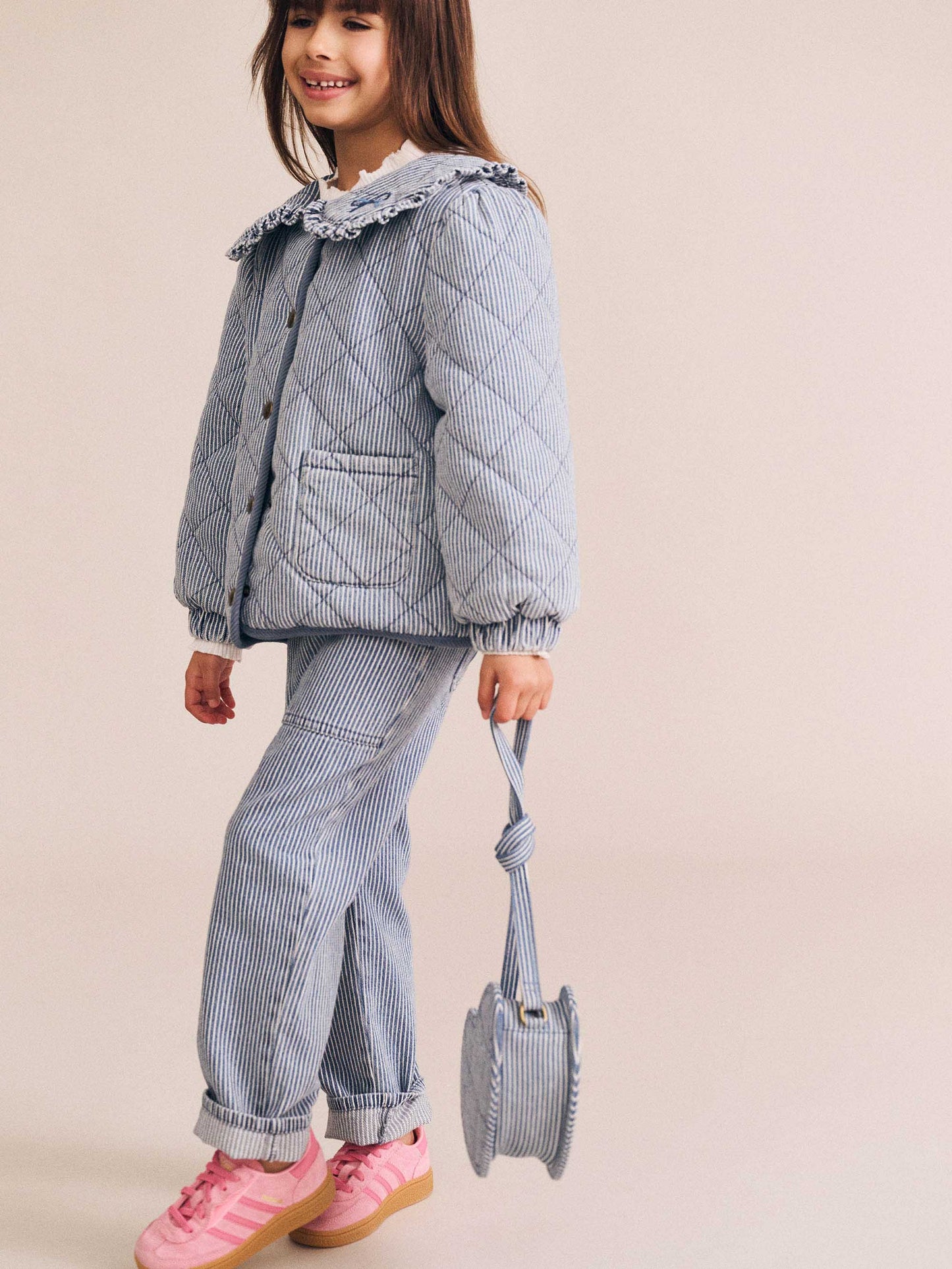 Huxbaby Vintage Bow Collar Denim Jacket