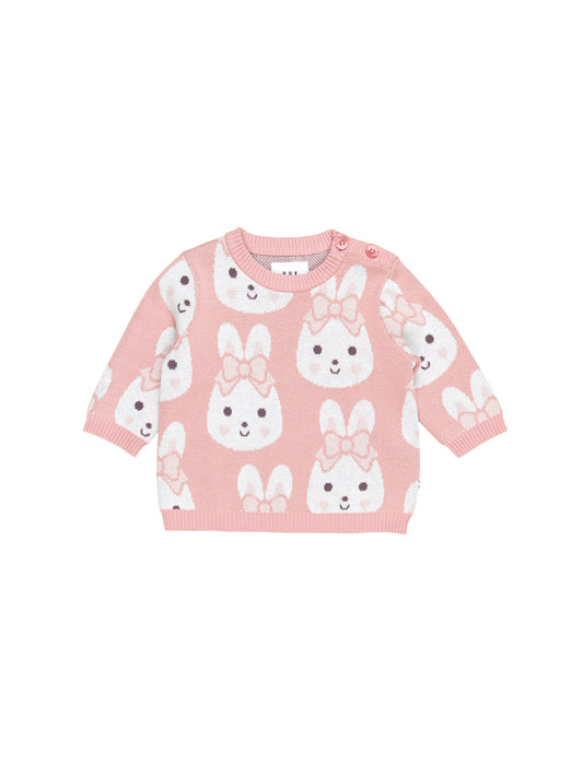 Huxbaby Bunny Love Knit Jumper Dusty Pink