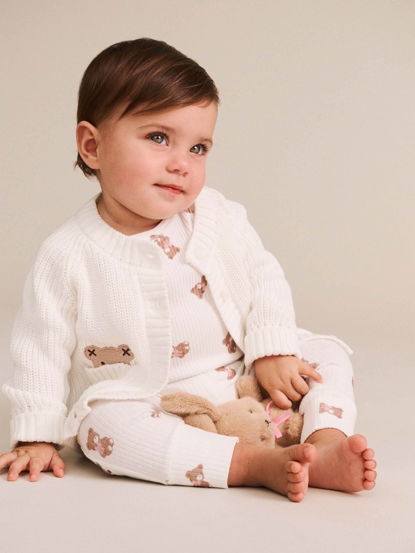 Huxbaby Peekaboo Hux Cardigan Almond Milk