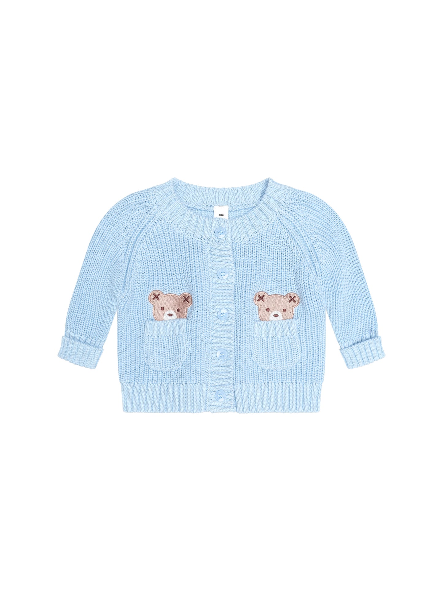 Huxbaby Fisherman Cardigan Baby Blue
