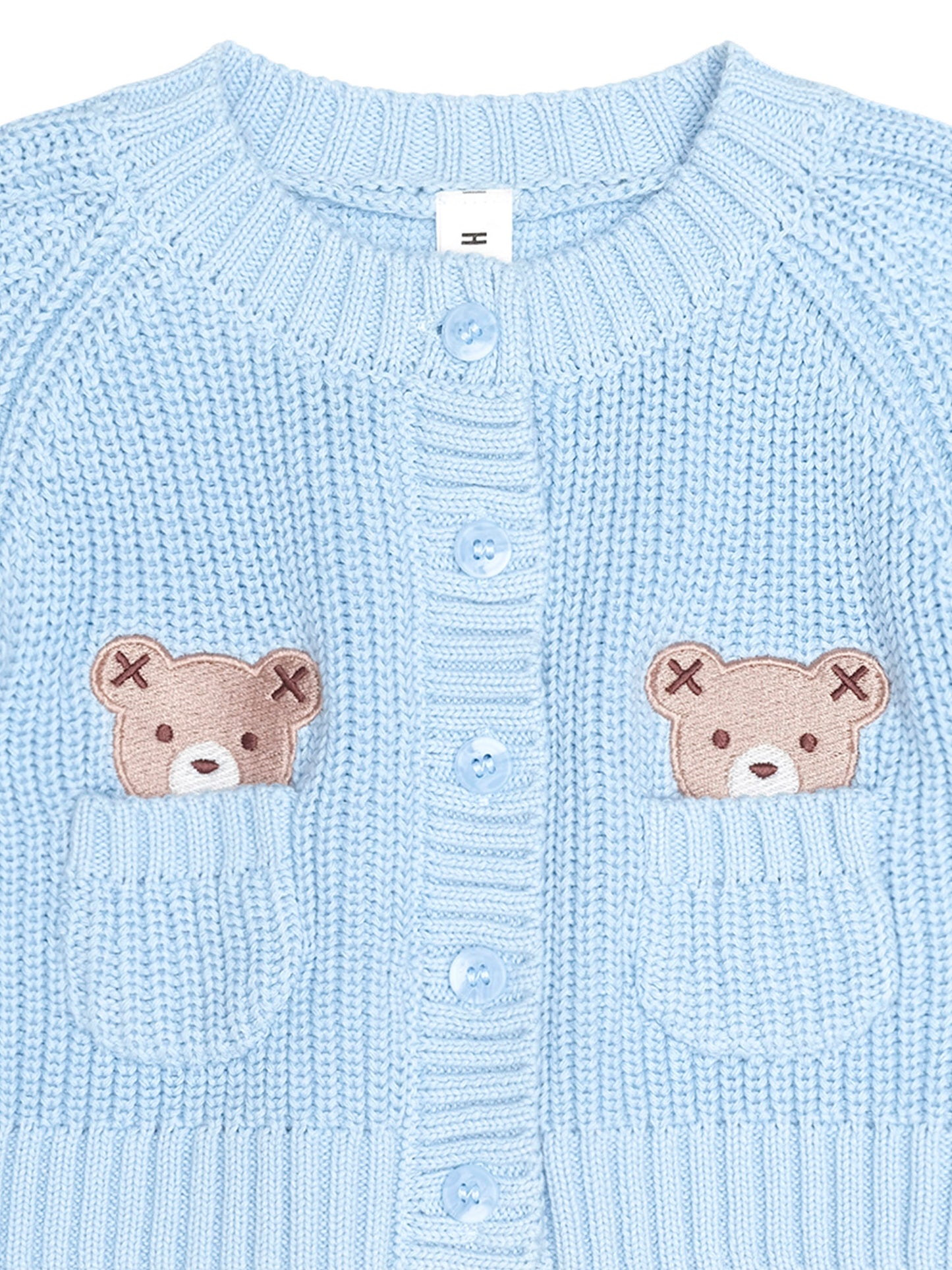 Huxbaby Fisherman Cardigan Baby Blue