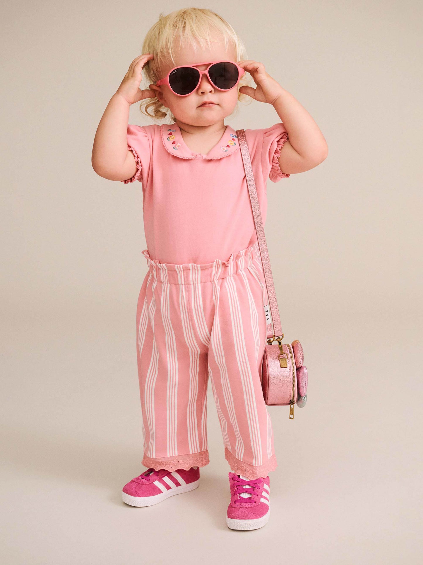 Huxbaby Stripe Paperbag Pant Vintage Pink | Almond Milk