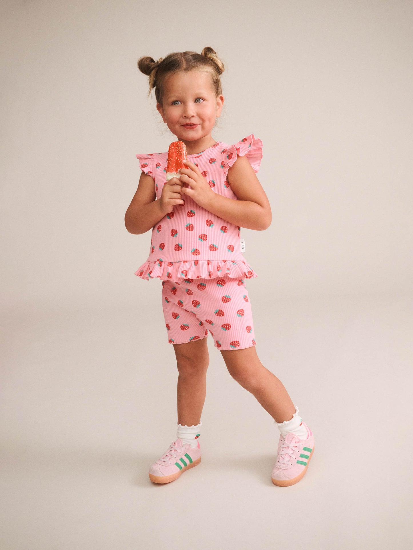 Huxbaby Strawberry Print Rib Bike Short