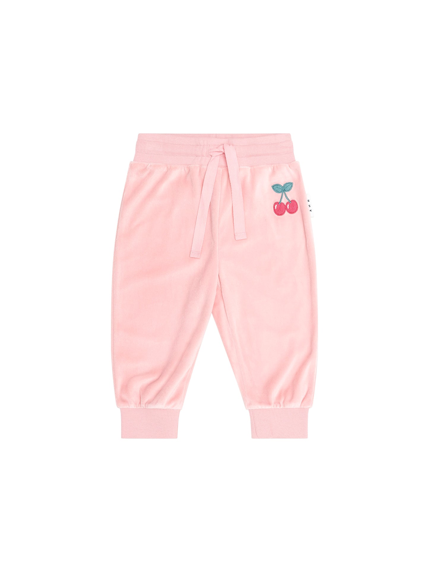 Huxbaby Cherry Embroidery Velour Trackpant