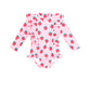 Huxbaby Strawberry Check Frill Long Sleeve Swimsuit