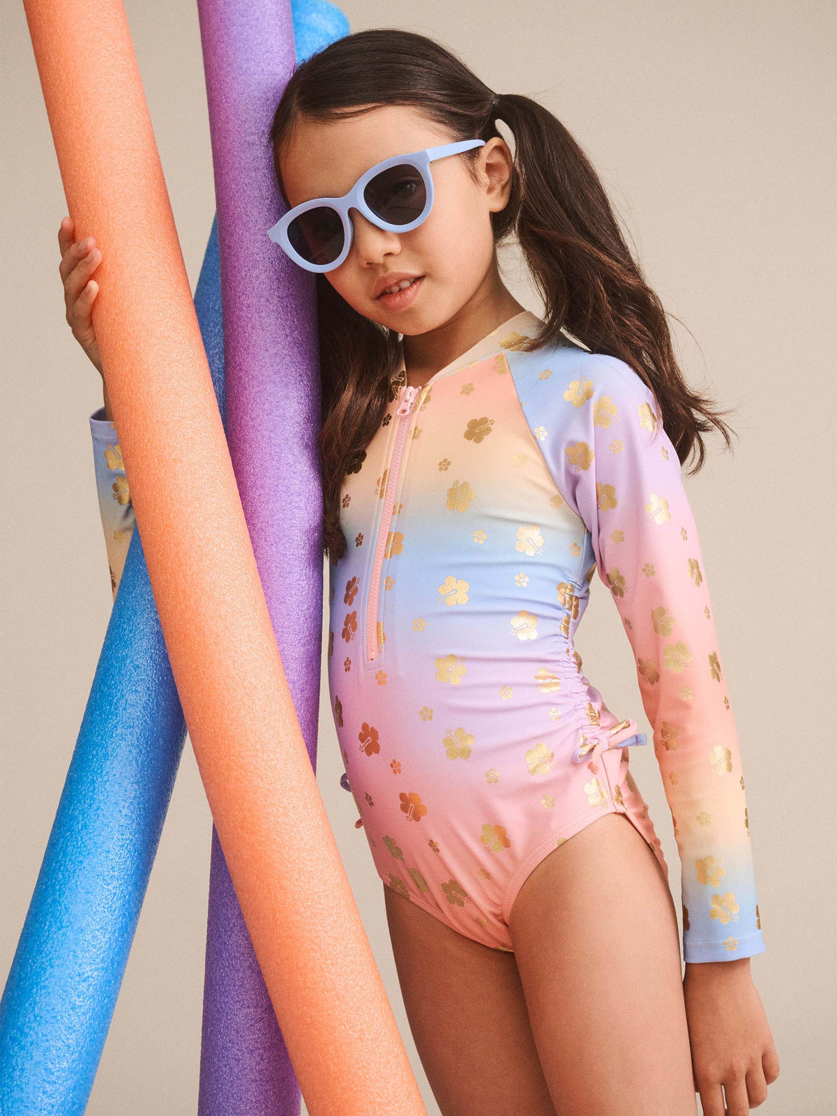 Huxbaby Tropical Foil Floral Ombre Swimsuit