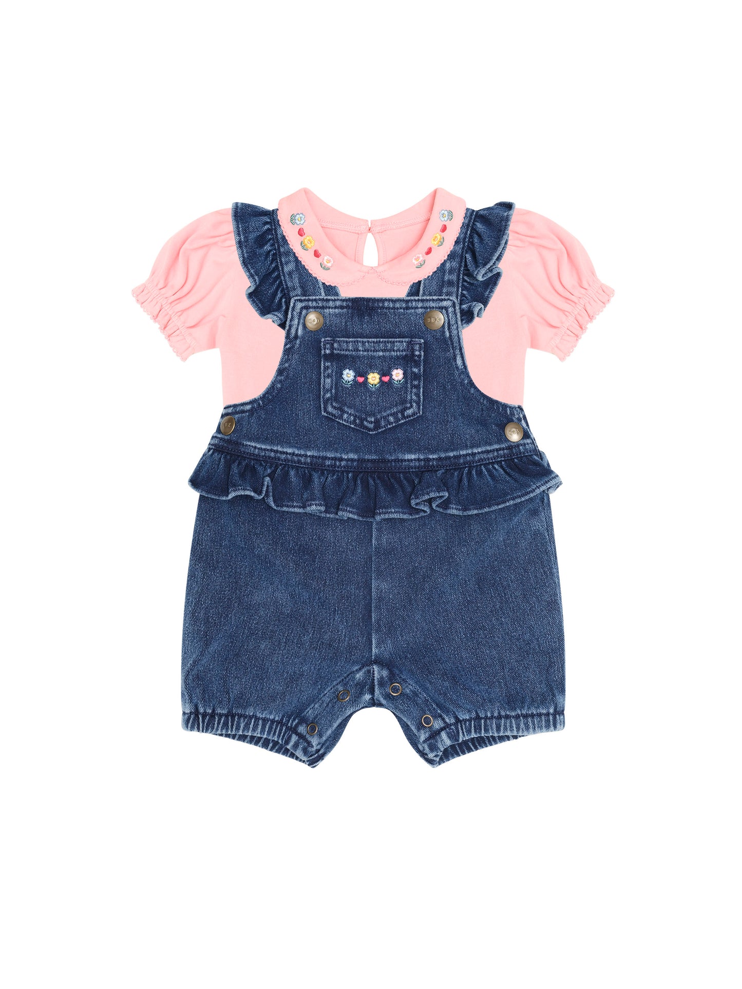 Huxbaby Floral 2Pc Denim Set Vintage Pink