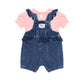 Huxbaby Floral 2Pc Denim Set Vintage Pink