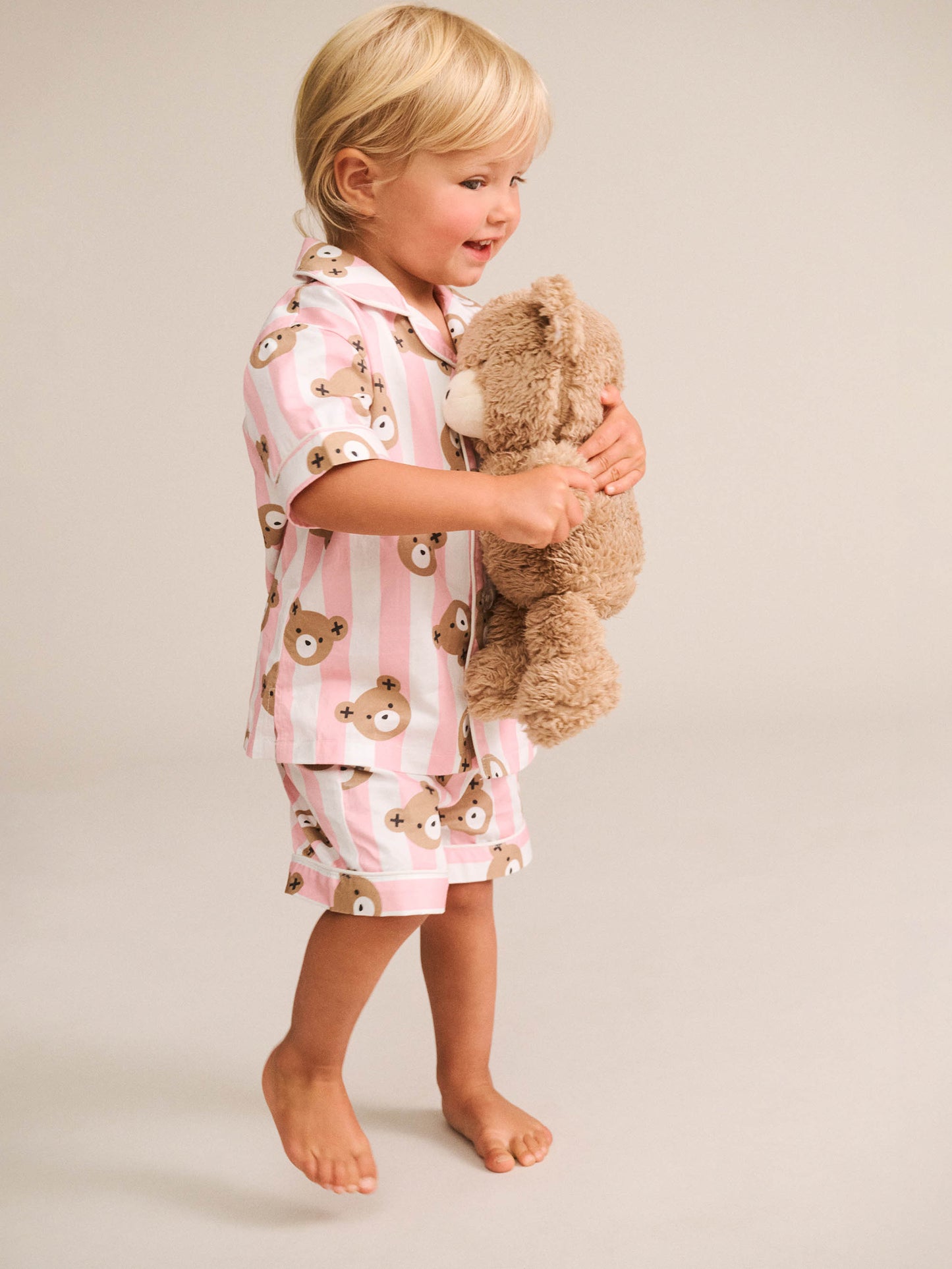 Huxbaby Huxbear Stripe Pjs Strawberry Creme | Almond Milk