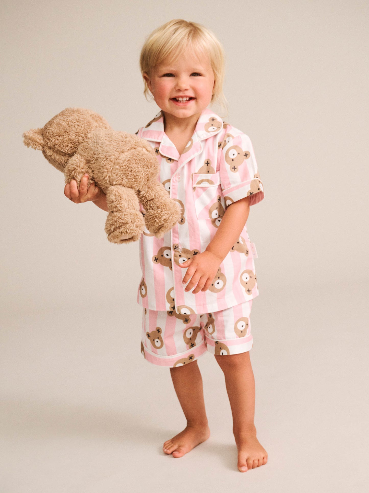 Huxbaby Huxbear Stripe Pjs Strawberry Creme | Almond Milk