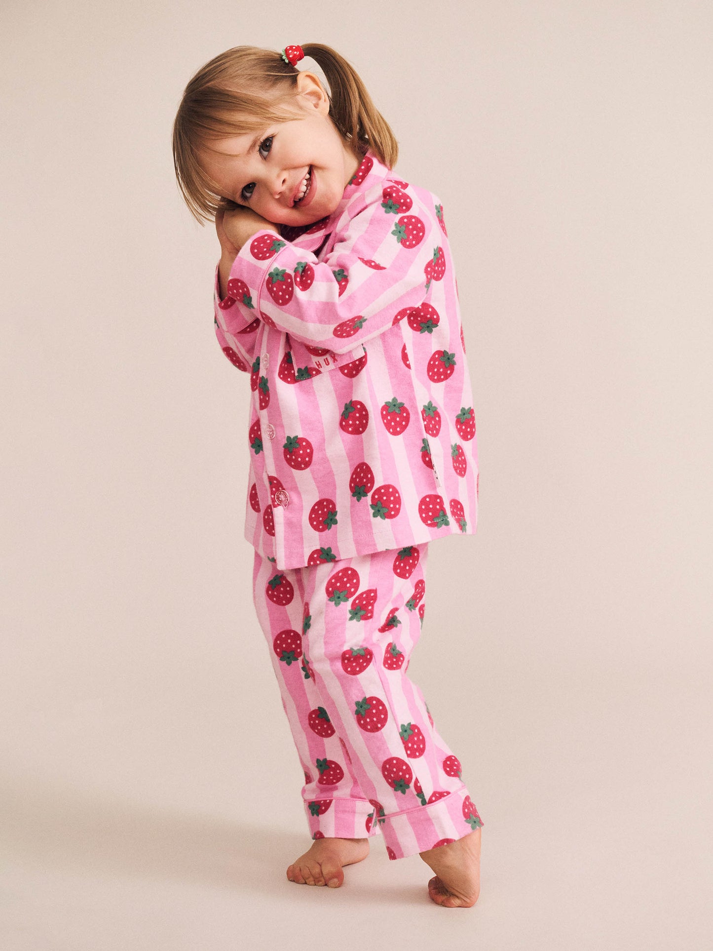 Huxbaby Strawberry Fields Forever Stripe Flannel PJ's
