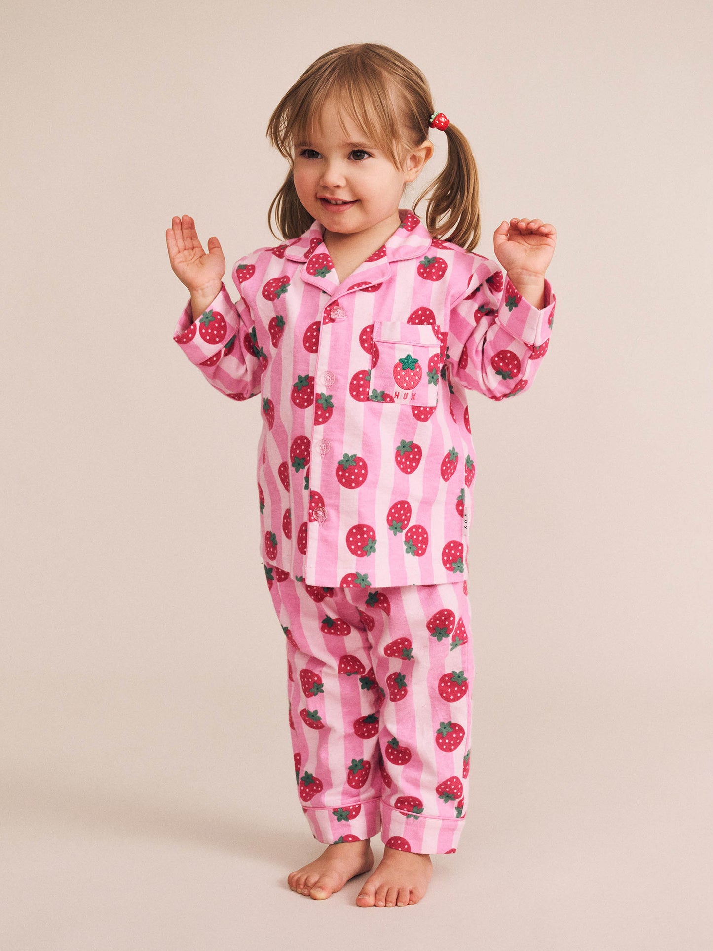 Huxbaby Strawberry Fields Forever Stripe Flannel PJ's