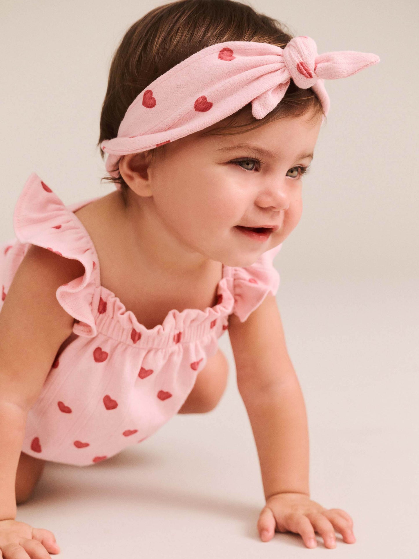 Huxbaby I Heart You Pointelle Bubble Romper & Headband