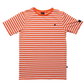 Hello Stranger Holiday Stripe Short Sleeve Tee Orange White Stripe