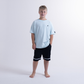 Hello Stranger Holiday Stripe Short Sleeve Tee Turquoise White Stripe