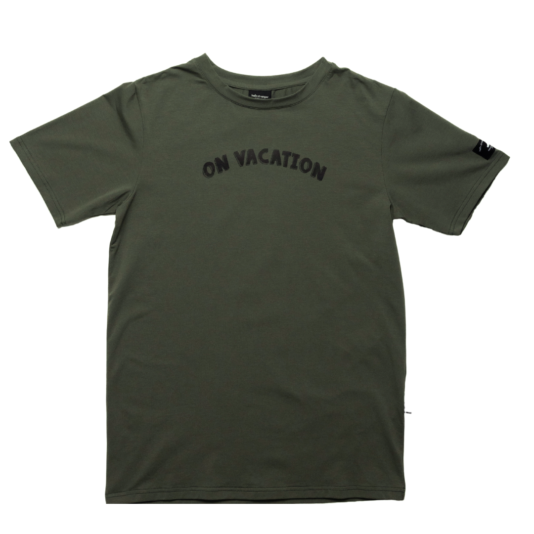 Hello Stranger On Vacation Short Sleeve Tee Khaki