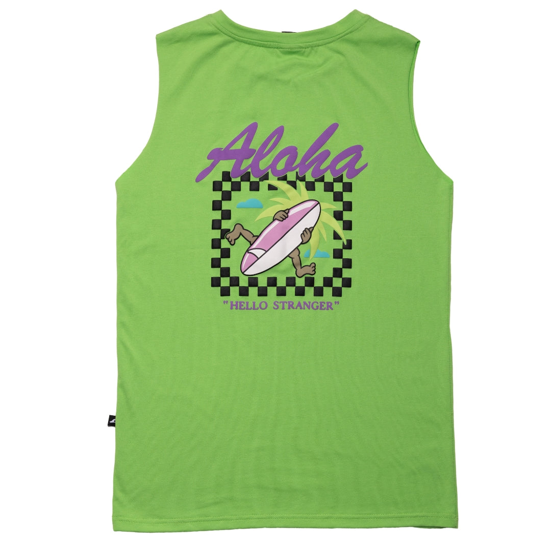 Hello Stranger Aloha Muscle Tee Lime
