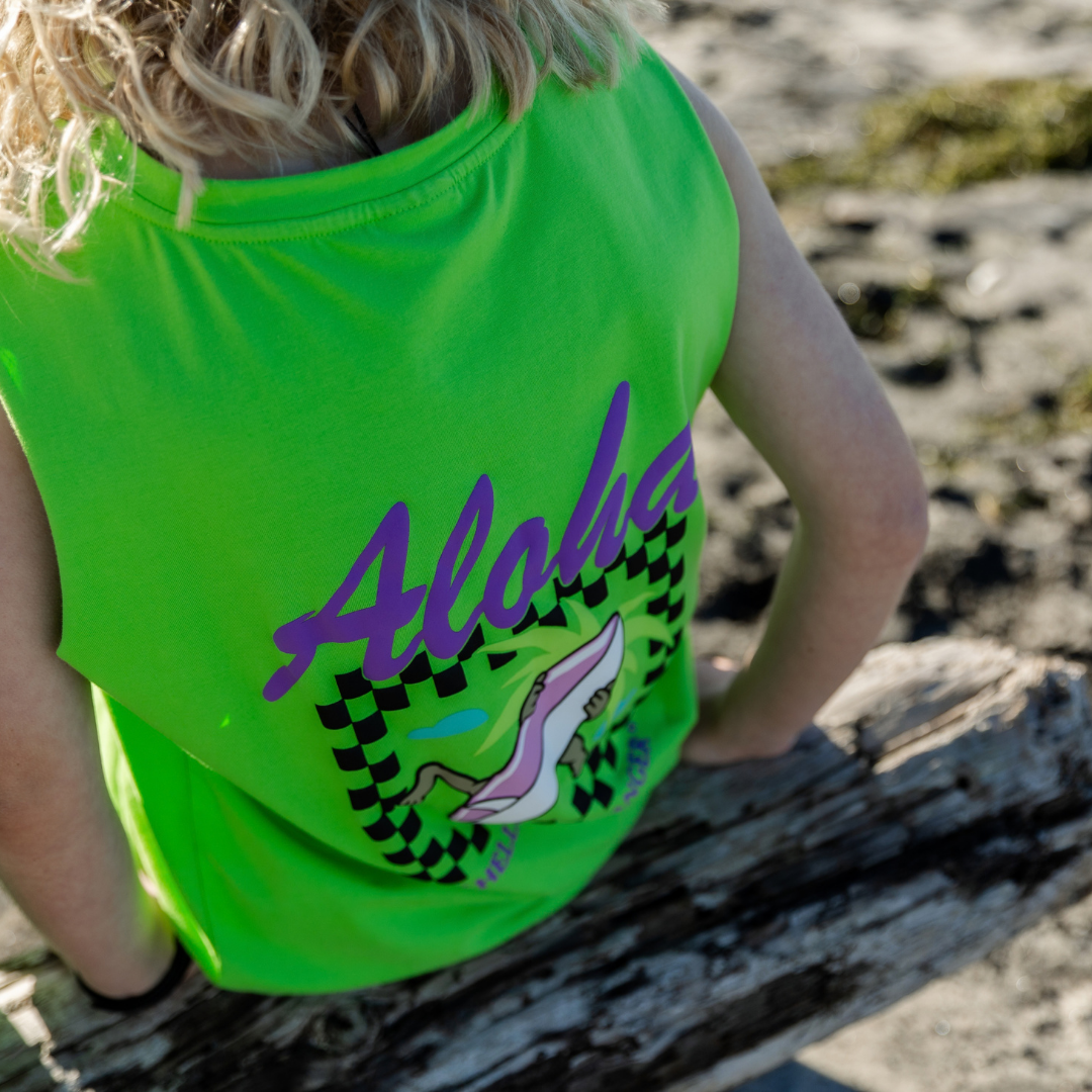 Hello Stranger Aloha Muscle Tee Lime