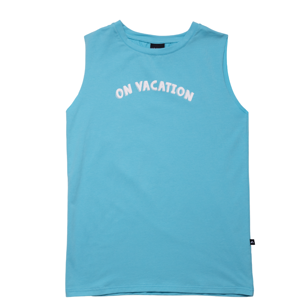 Hello Stranger On Vacation Muscle Tee Turquoise