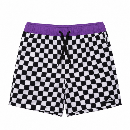 Hello Stranger Grid Board Short Black White Check