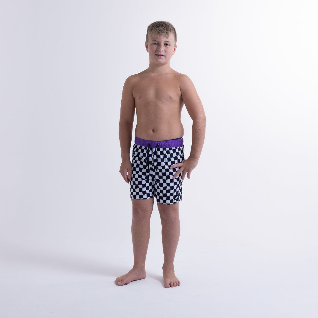 Hello Stranger Grid Board Short Black White Check