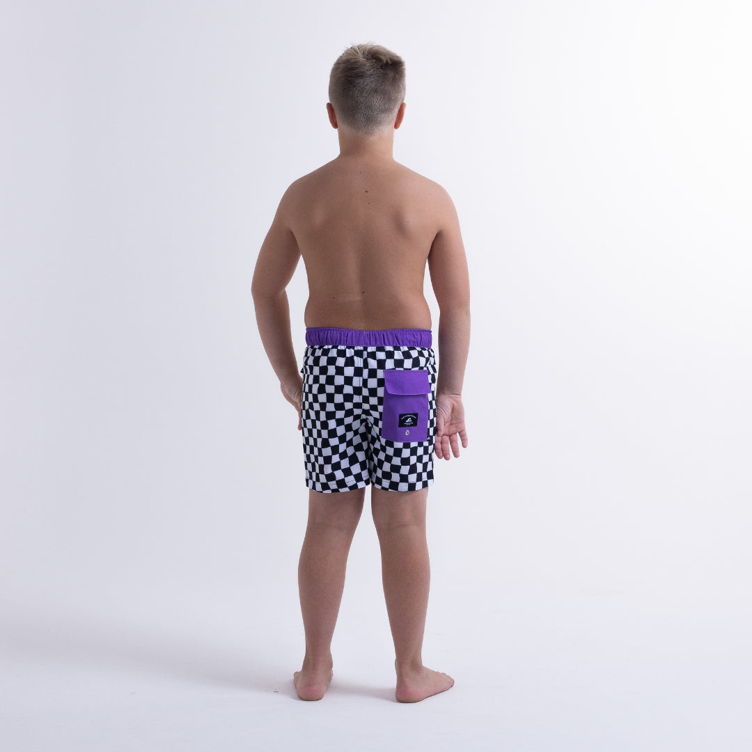 Hello Stranger Grid Board Short Black White Check