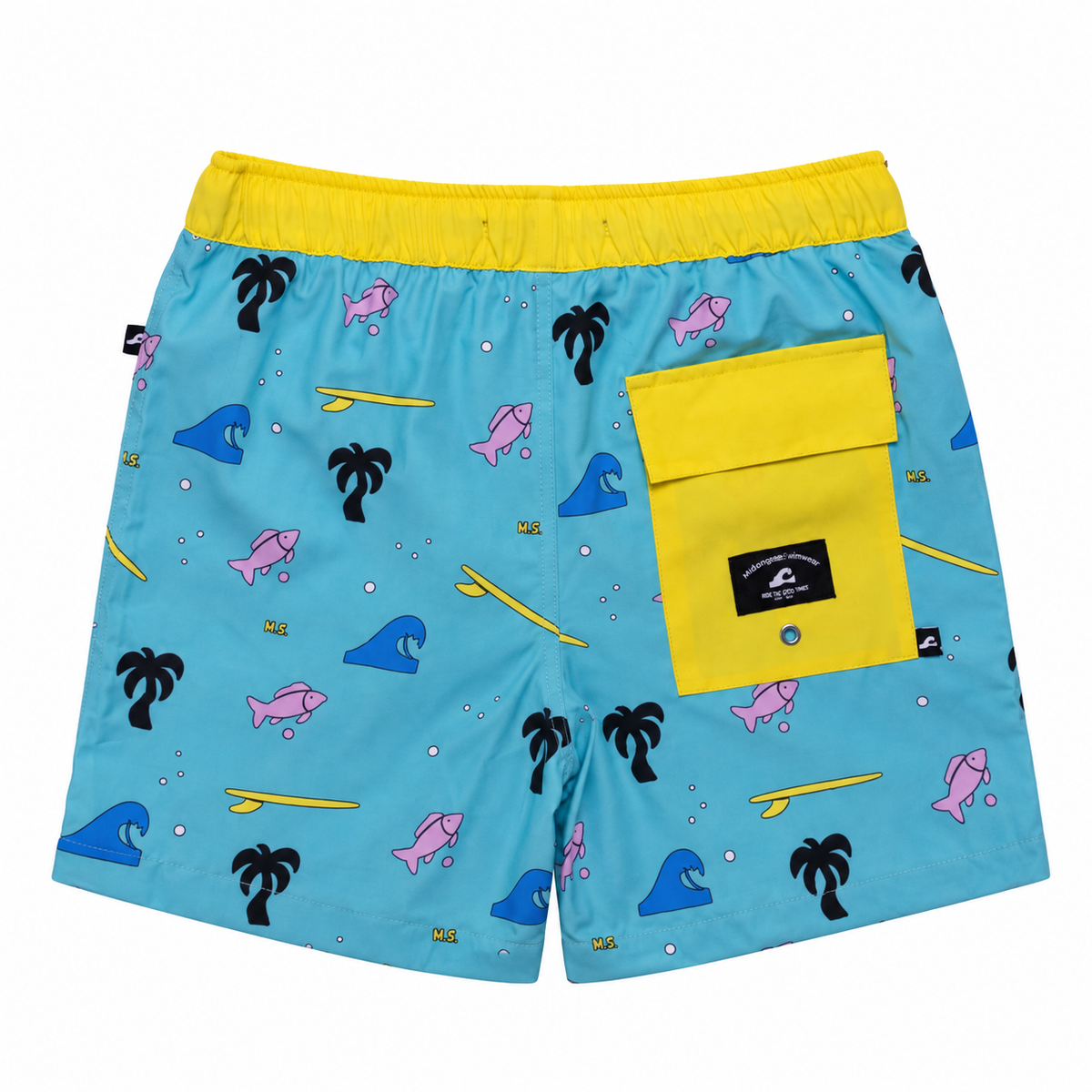 Hello Stranger Palms Board Short Turquoise Print