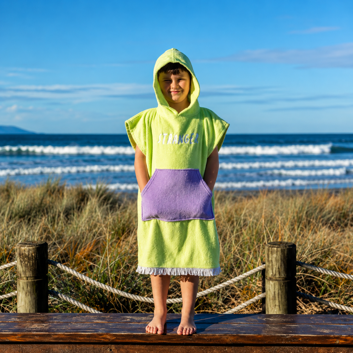Hello Stranger Poncho Towel Lime | Purple