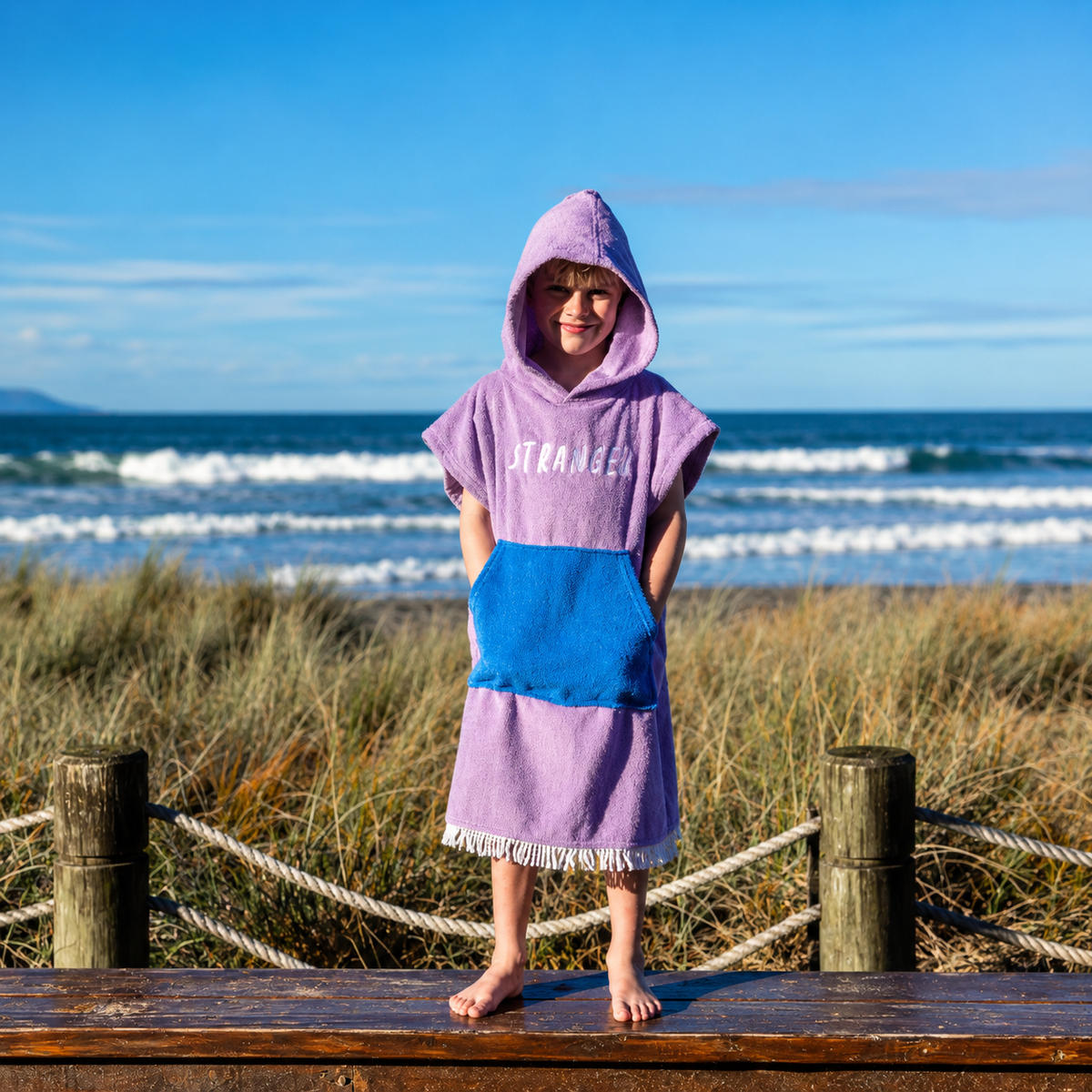 Hello Stranger Poncho Towel Purple | Blue