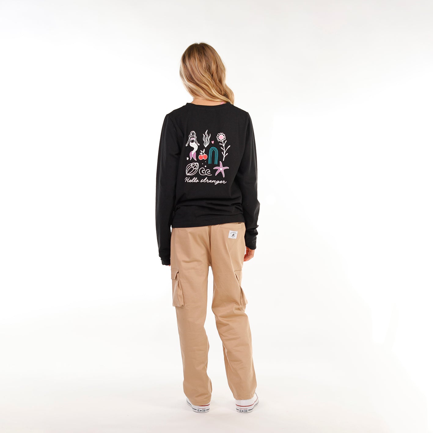 Hello Stranger Mermaid Long Sleeve Tee Black