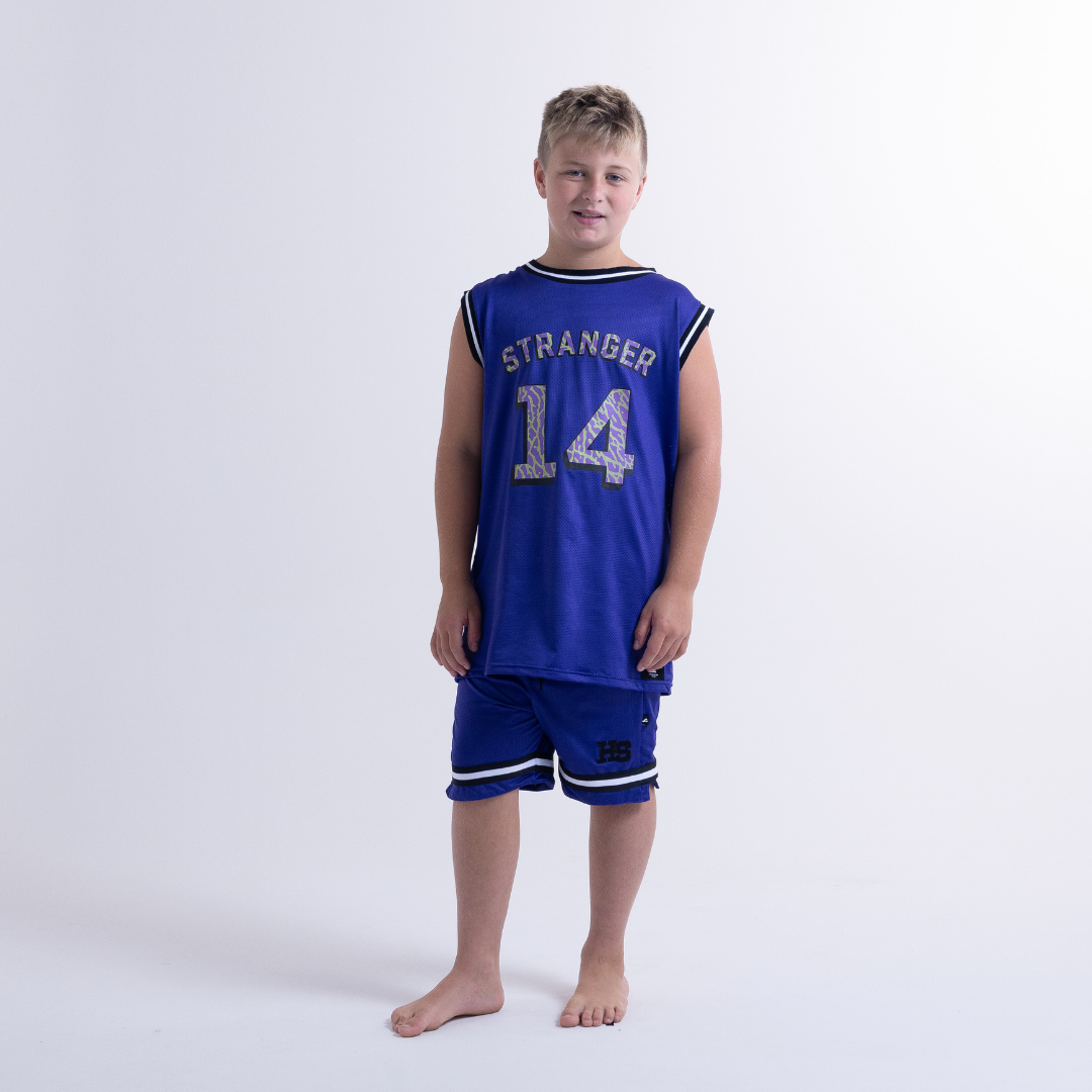 Hello Stranger Varsity Short Purple