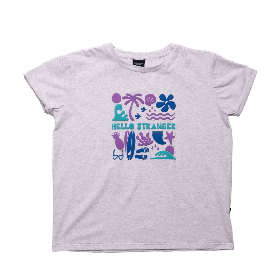 Hello Stranger Holiday Vibes Bailey Short Sleeve Tee White Marle