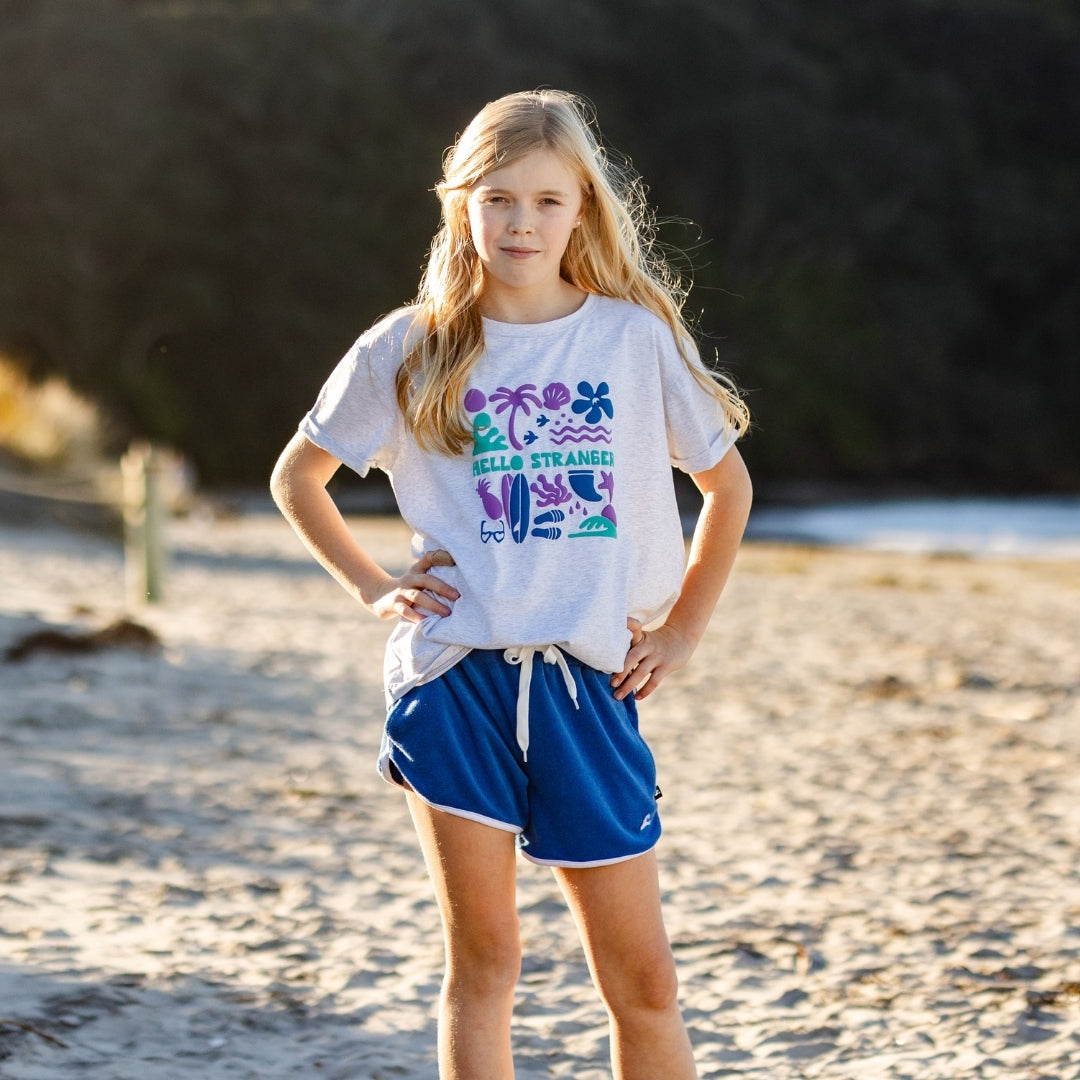 Hello Stranger Holiday Vibes Bailey Short Sleeve Tee White Marle
