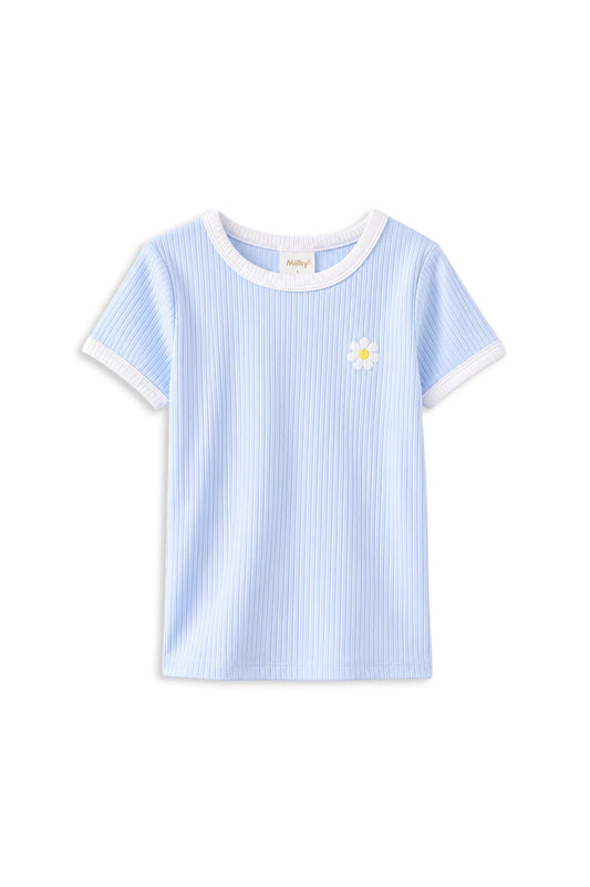 Milky Ice Blue Rib Tee