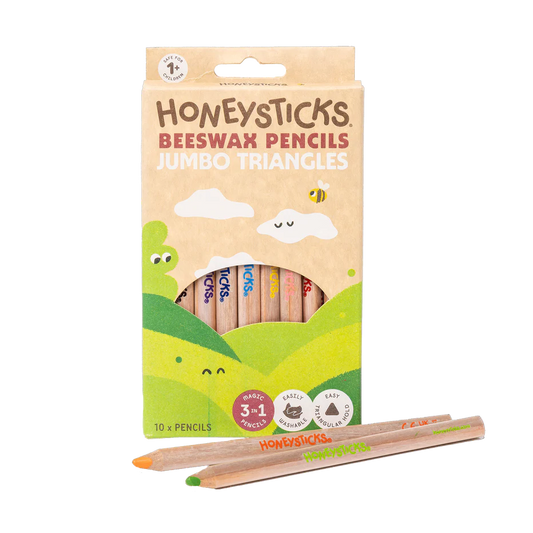 Honeysticks 3-in-1 Beeswax Pencils Jumbo Triangles 10 Pack