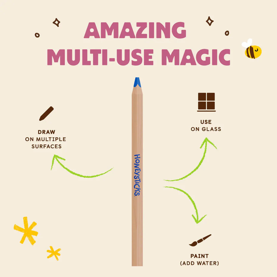 Honeysticks 3-in-1 Beeswax Pencils Jumbo Triangles 10 Pack