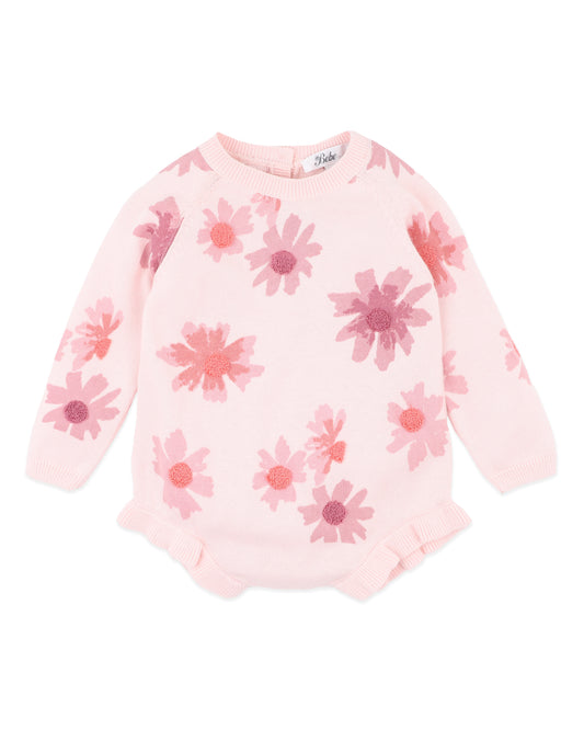 Minihaha Baby Orchard Bloom Organic Knitted Bodysuit Pale Pink