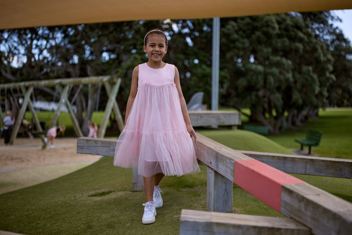 Kissed By Radicool Kids Sparkle Princess Dress Pale Apricot