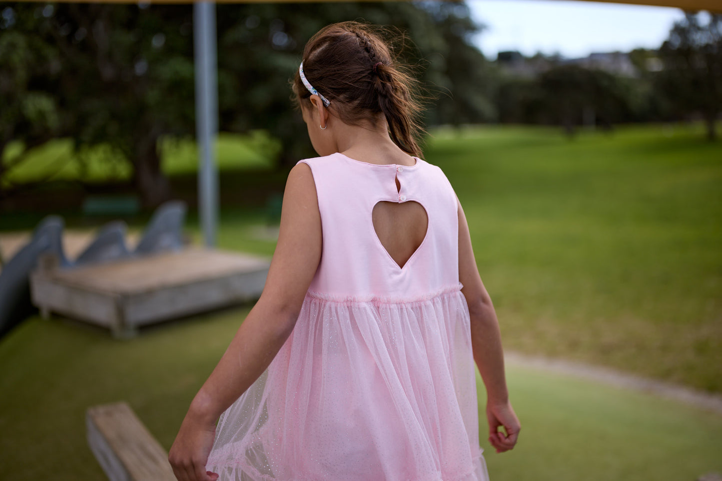 Kissed By Radicool Kids Sparkle Princess Dress Pale Apricot