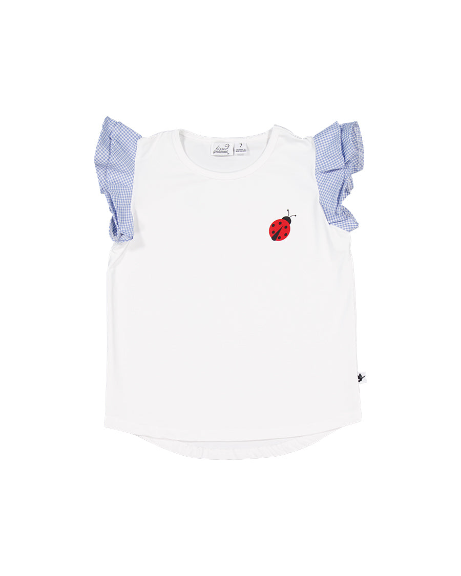 Kissed By Radicool Kids Ladybird Gingham Frill Short Sleeve Tee