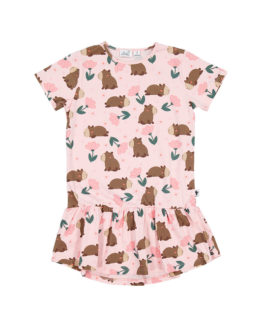 Kissed By Radicool Kids Floral Capybaras Frill Dress
