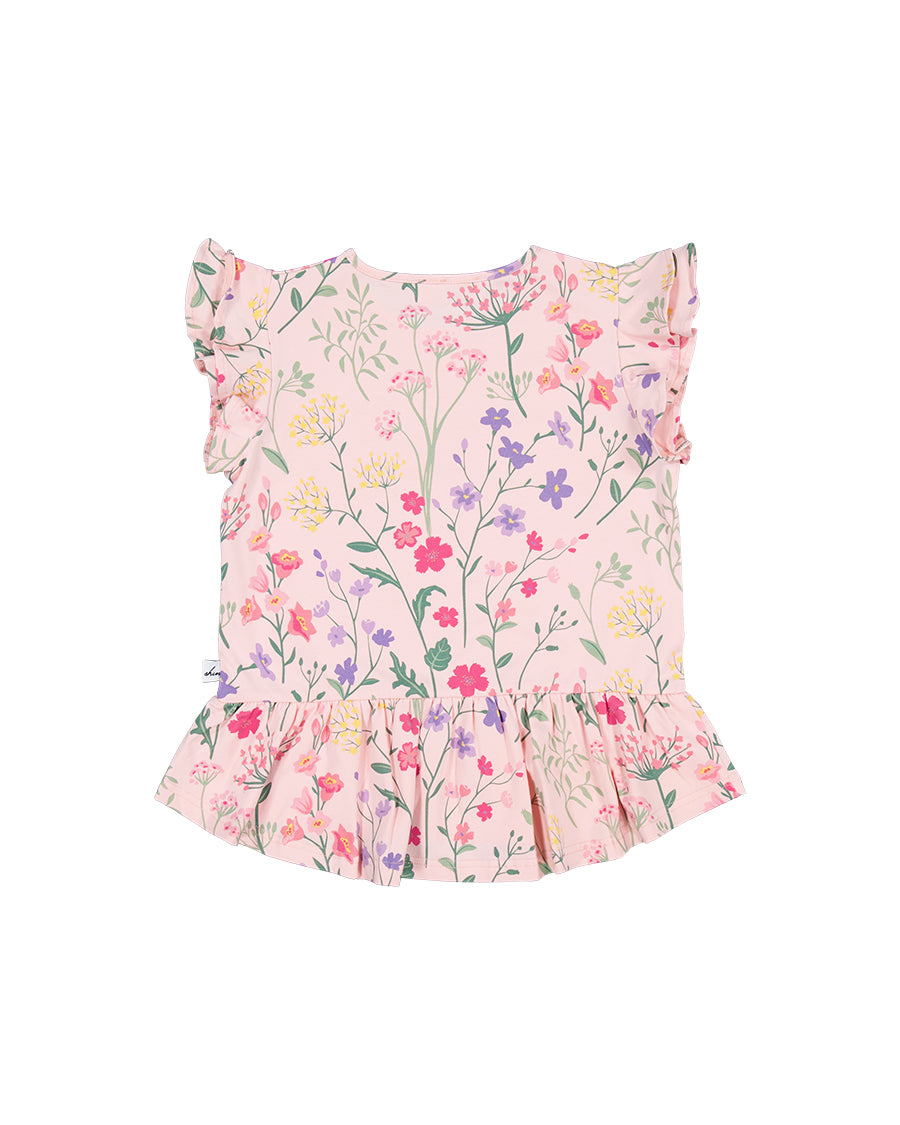 Kissed By Radicool Kids Wild Flowers Frill Short Sleeve Tee