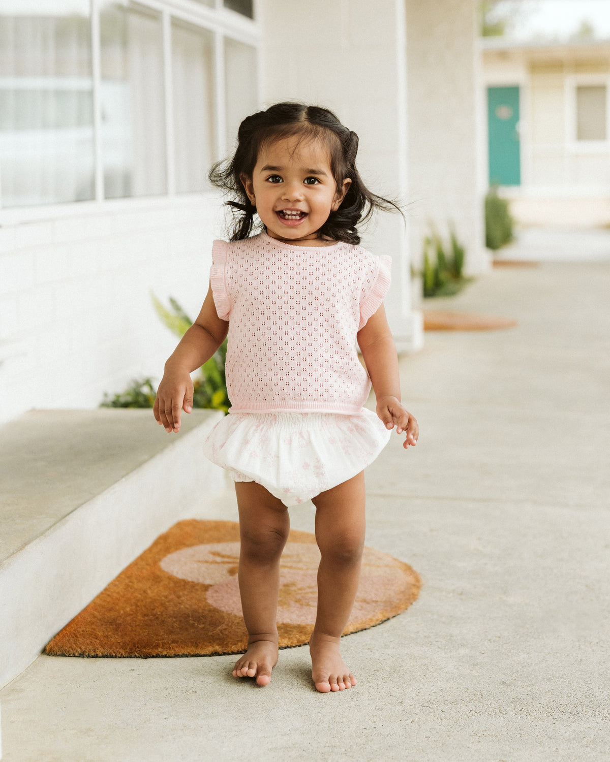 Minihaha Chelsea Pink Pointelle Knit Top