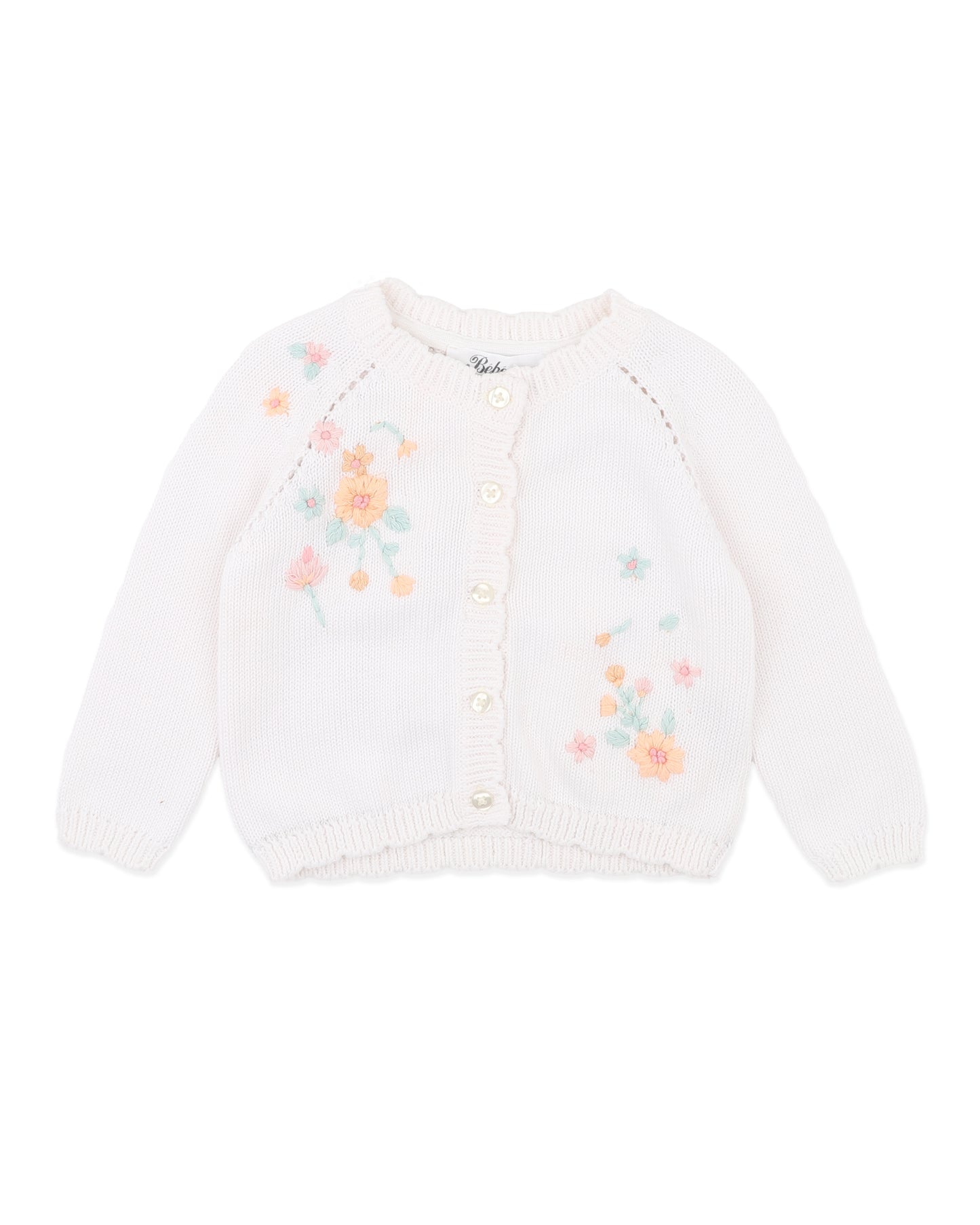 Minihaha Baby Fern Hand Embroidery Organic Cardigan Cloud