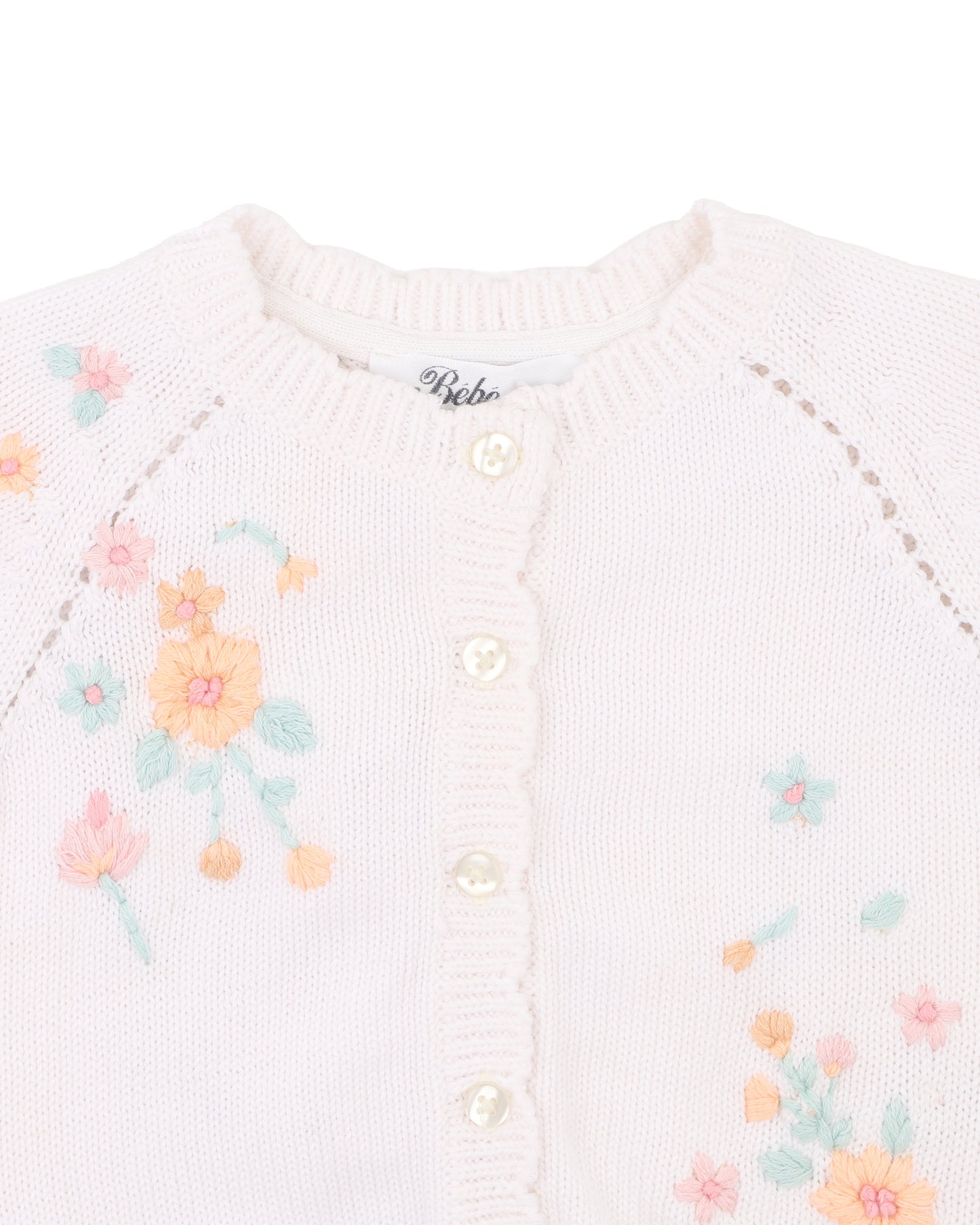 Minihaha Baby Fern Hand Embroidery Organic Cardigan Cloud