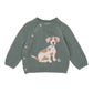 Minihaha Baby Otto Proud Puppy Organic Knitted Jumper Sage