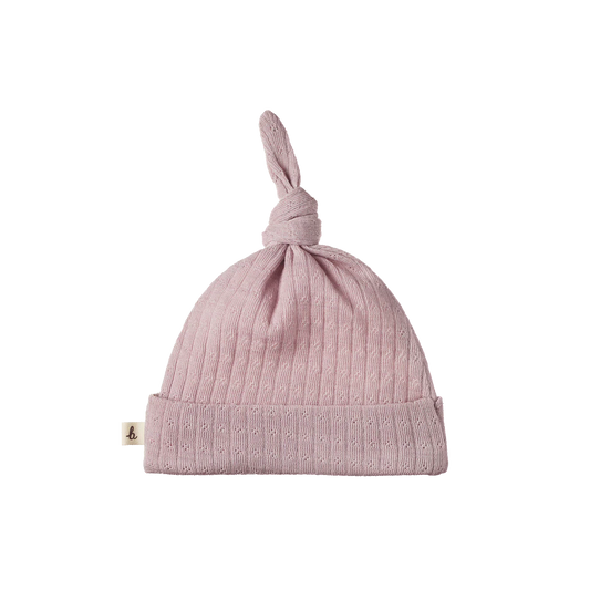 Nature Baby Merino Essential Knotted Beanie Pointelle Lilac