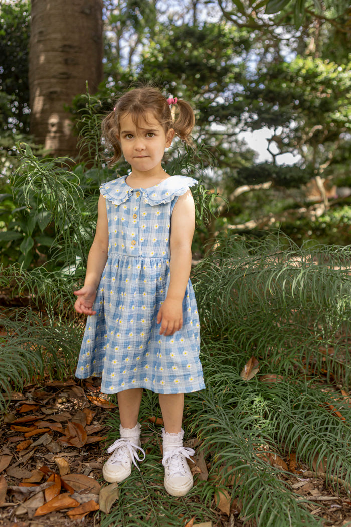 Milky Daisy Check Dress