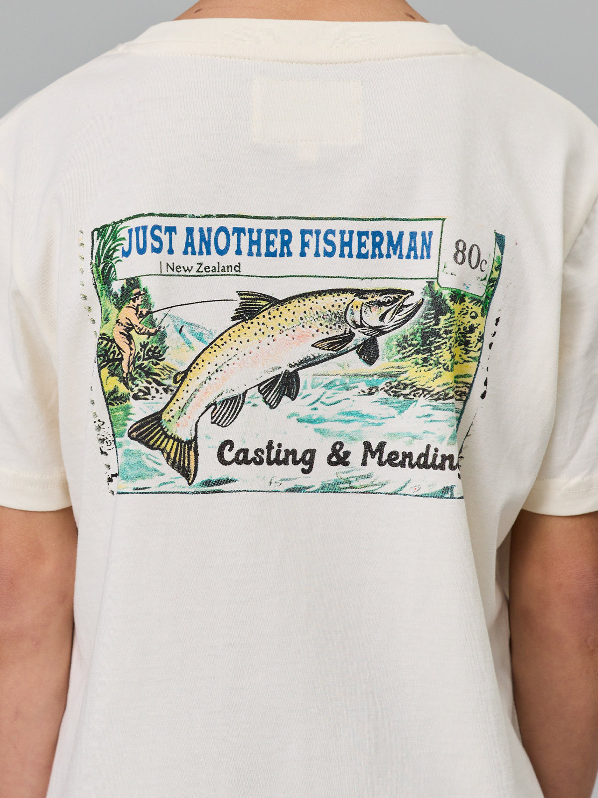 Just Another Fisherman Mini Casting & Mending Tee Antique White