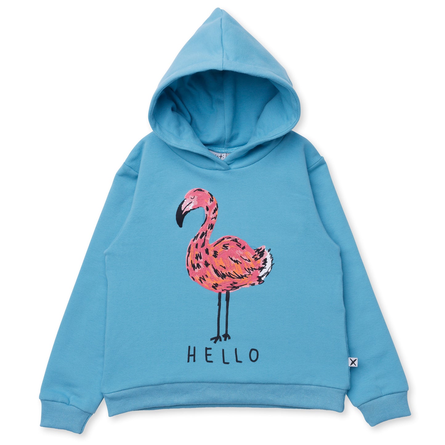 Minti Hello Flamingo Furry Hood Aqua